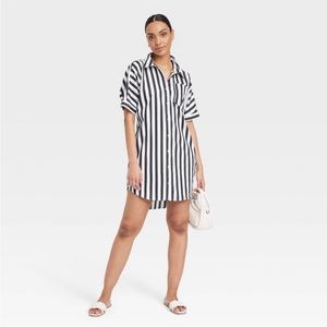 NWT button up dress striped.
